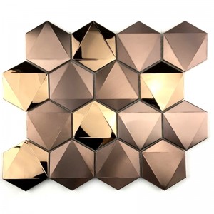 Rose Gold 3D Hexagon 304/316 Мозайка от неръждаема стомана за декорация на стени