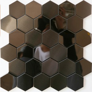 3D черни мозаечни плочки шестоъгълна метална мозайка от неръждаема стомана кухня за баня плочки Backsplash